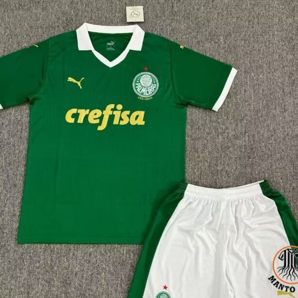 Kit Infantil Camisa e Shorts Futebol Palmeiras - Mandante