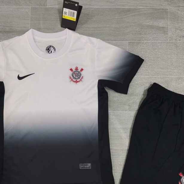 Kit Infantil Camisa e Shorts Futebol Corinthians - Mandante
