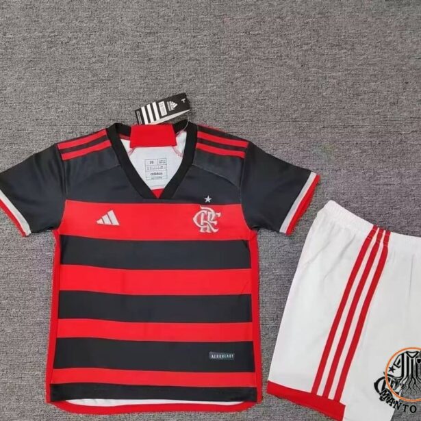 Kit Camisa e Shorts Futebol Flamengo - Infantil - Rubro Negro