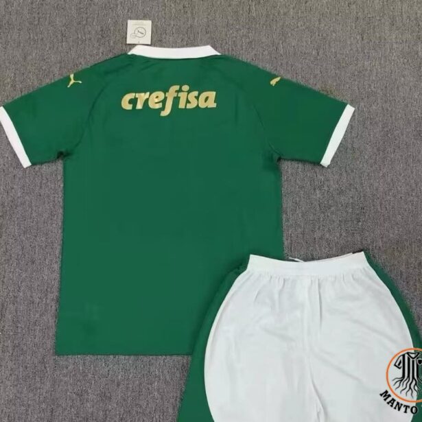 Miniatura de Kit Infantil Camisa e Shorts Futebol Palmeiras – Mandante