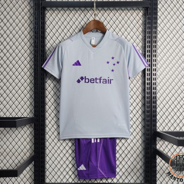 Kit Camisa e Shorts Futebol Cruzeiro - Infantil - Branca e Roxa