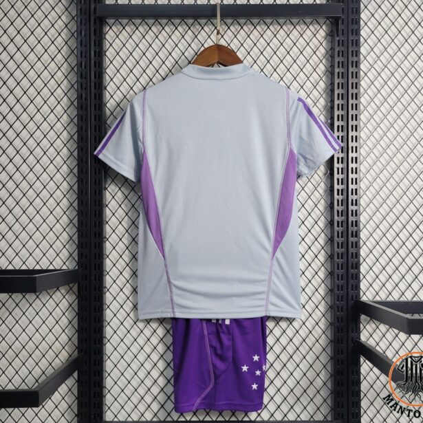 Miniatura de Kit Camisa e Shorts Futebol Cruzeiro – Infantil – Branca e Roxa
