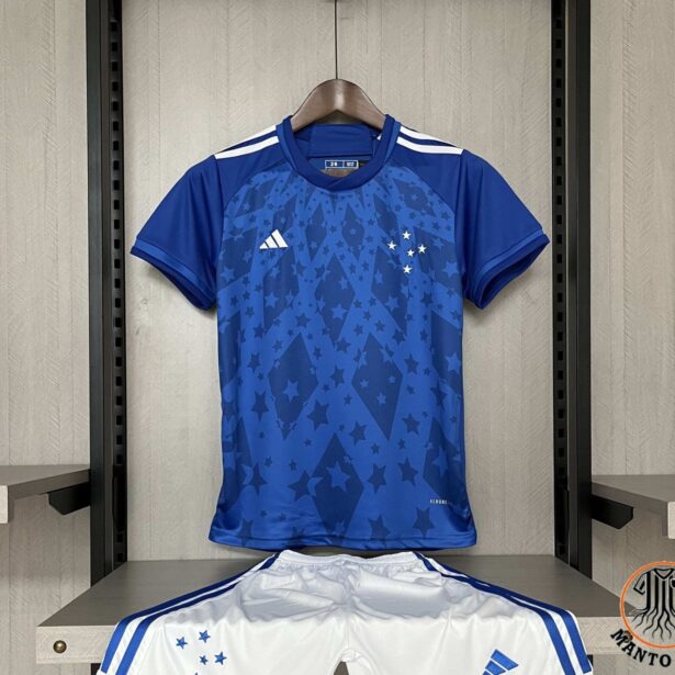 Kit Camisa e Shorts Futebol Cruzeiro - Infantil - Azul e Branco