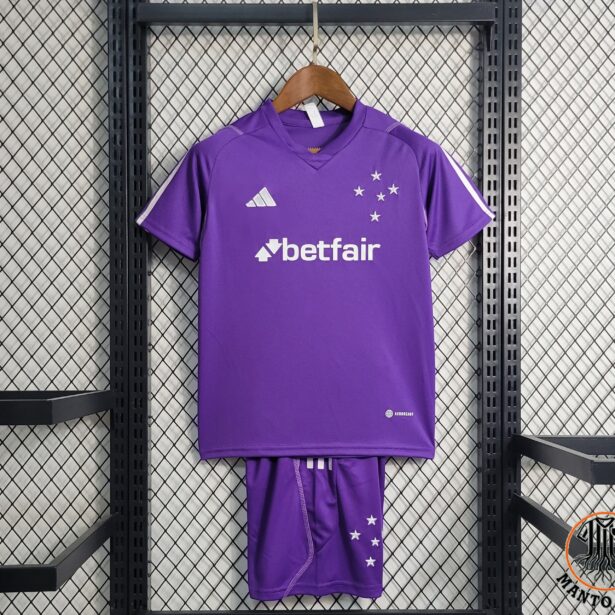 Kit Camisa e Shorts Futebol Cruzeiro - Infantil - Roxa