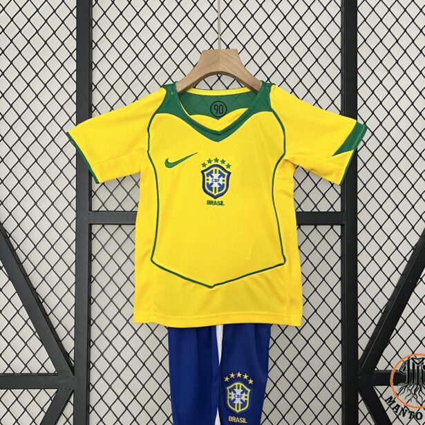 Kit Camisa e Shorts Futebol Seleção Brasileira - Infantil - Amarela e Azul