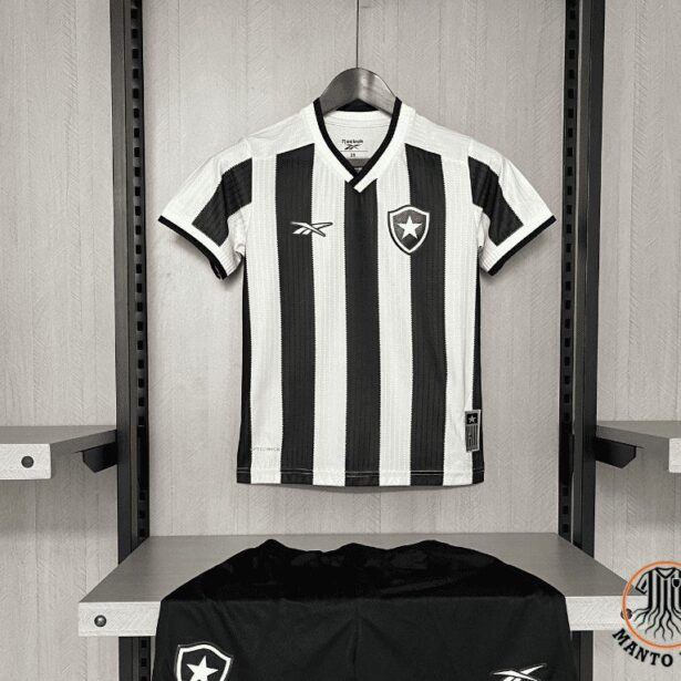 Kit Camisa e Shorts Futebol Botafogo - Infantil -Preto e Branca