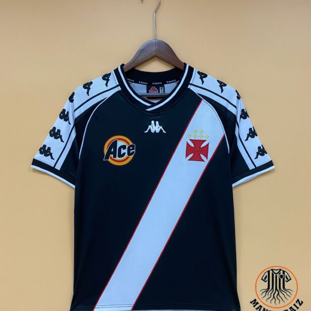 Camisa Futebol Vasco - Modelo Retrô 2000 - Branca e Preta