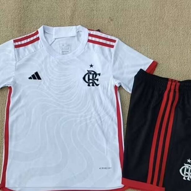 Kit Camisa e Shorts Futebol Flamengo - Infantil - Branca