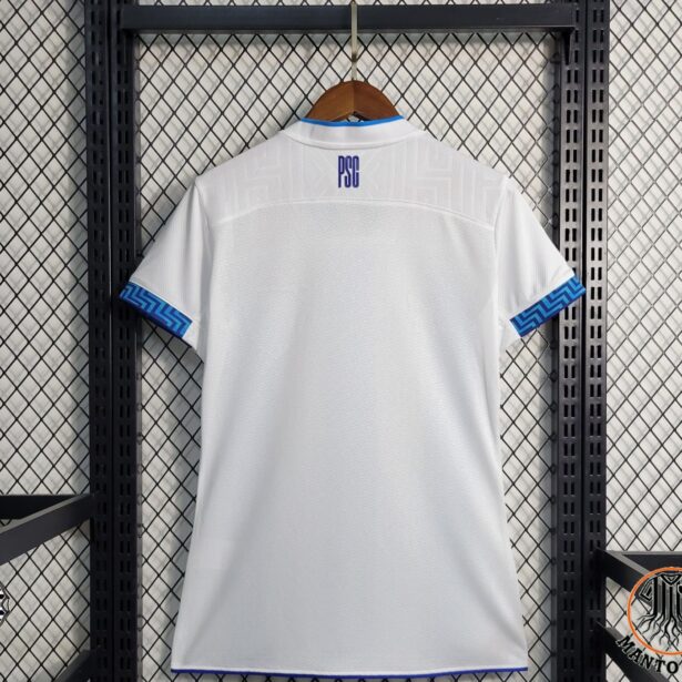 Miniatura de Camisa Futebol Paysandu – Modelo Feminina 2024 – Branca e Azul