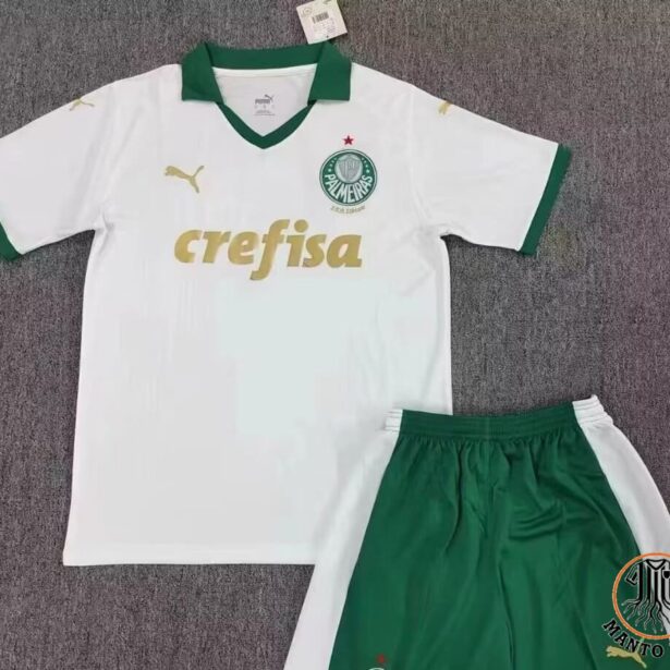 Kit Infantil Camisa e Shorts Futebol Palmeiras - Visitante