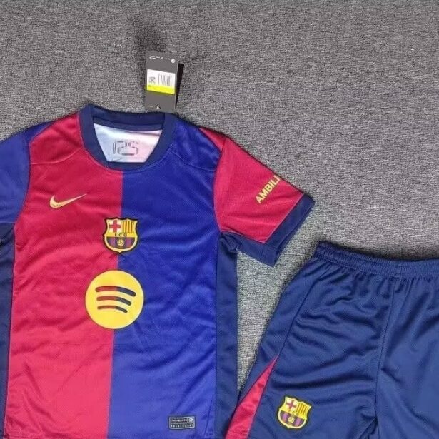 Kit Camisa e Shorts Futebol Barcelona - Infantil -Azul e Grena