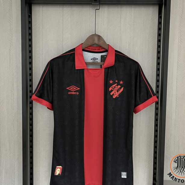 Camisa Futebol Sport - Modelo 2024 - Preta e Vermelha