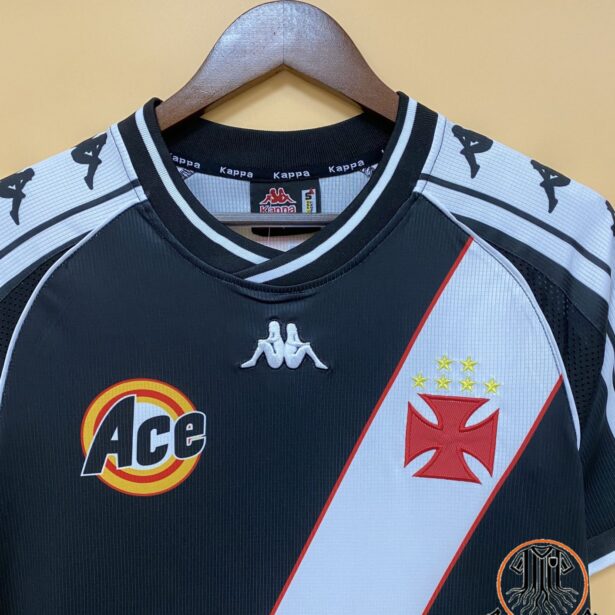 Miniatura de Camisa Futebol Vasco – Modelo Retrô 2000 – Branca e Preta