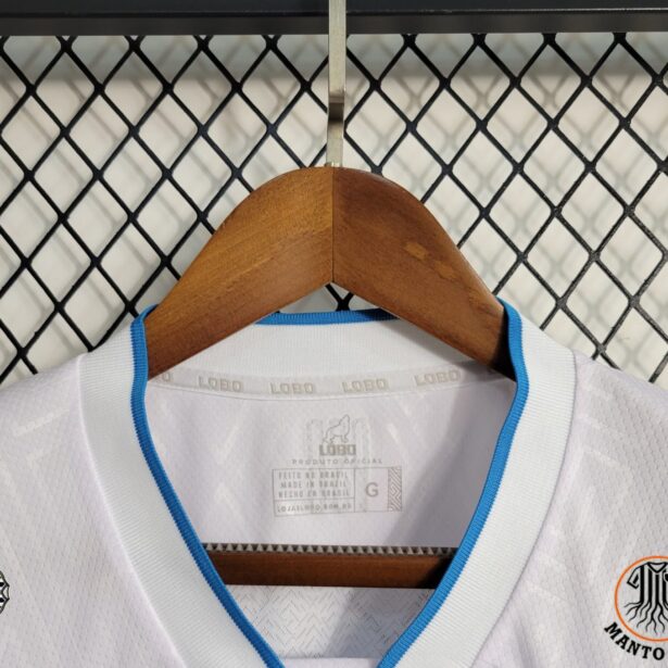 Miniatura de Camisa Futebol Paysandu – Modelo Feminina 2024 – Branca e Azul