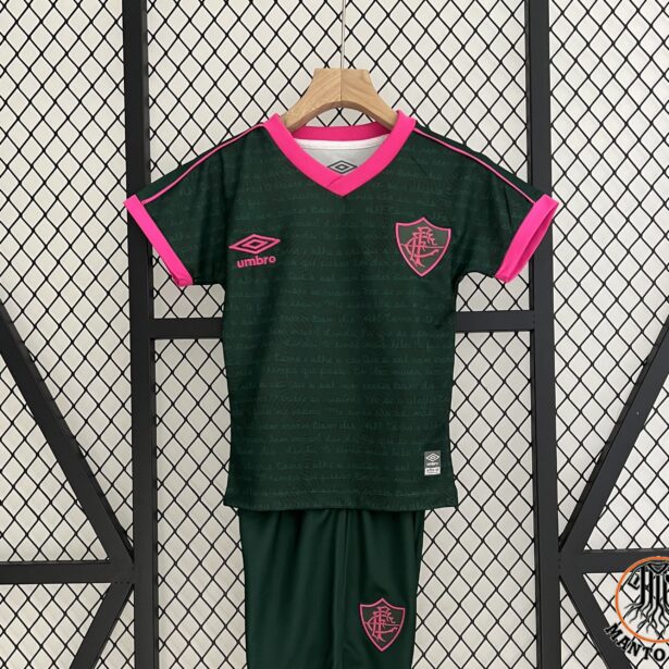 Kit Camisa e Shorts Futebol Fluminense - Infantil - Preta e Rosa