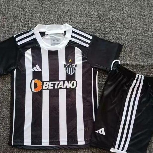 Kit Camisa e Shorts Futebol Atlético Mineiro - Infantil -Preto e Branco